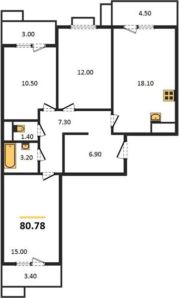 Фото №1: 3-комнатная квартира 80 м² - Краснодар, Прикубанский внутригородской округ, мкр. жилой комплекс Южане, ул. Даниила Смоляна, 65к1