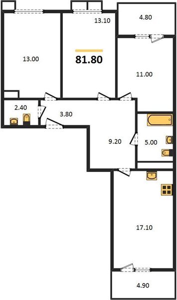 Фото №1: 3-комнатная квартира 81 м² - Краснодар, жилой комплекс Отражение, ул. Конгрессная, 41