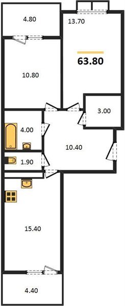 Фото №1: 2-комнатная квартира 65 м² - Краснодар, жилой комплекс Отражение, мкр. Прикубанский внутригородской округ, ул. Конгрессная, 41