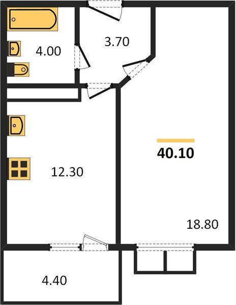 Фото №1: 1-комнатная квартира 41 м² - Краснодар, жилой комплекс Отражение, мкр. Прикубанский внутригородской округ, ул. Конгрессная, 41