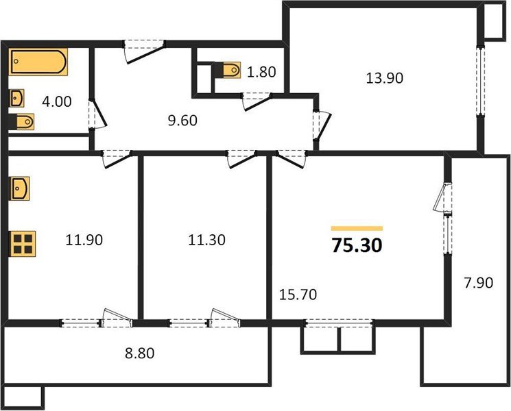 Фото №1: 3-комнатная квартира 75 м² - Краснодар, жилой комплекс Отражение, ул. Конгрессная, 41