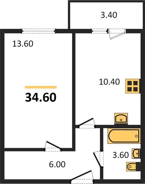 Фото №1: 1-комнатная квартира 34 м² - Новая Адыгея, мкр. жилой комплекс Дарград, ул. Тургеневское шоссе, 33/2к24