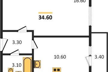 Фото №1: 1-комнатная квартира 34 м² - Новая Адыгея, мкр. жилой комплекс Дарград, ул. Тургеневское шоссе, 33/2к25