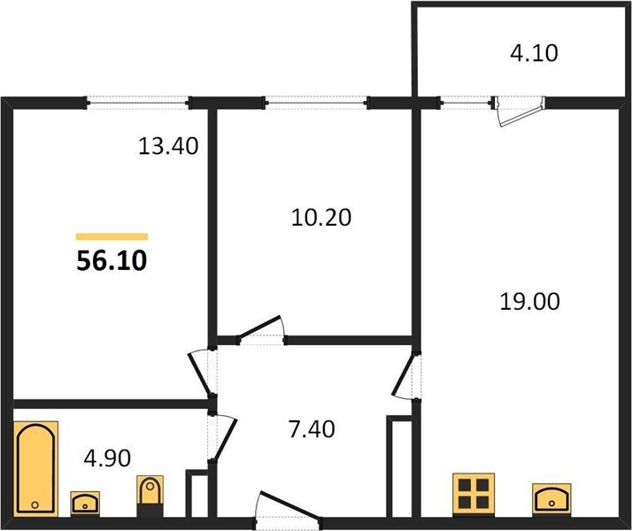 Фото №1: 2-комнатная квартира 56 м² - Краснодар, жилой комплекс Улыбка, мкр. Прикубанский внутригородской округ, ул. имени Героя Георгия Бочарникова, 2к1