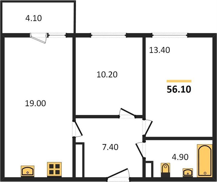 Фото №1: 2-комнатная квартира 56 м² - Краснодар, жилой комплекс Улыбка, мкр. Прикубанский внутригородской округ, ул. имени Героя Георгия Бочарникова, 2к1