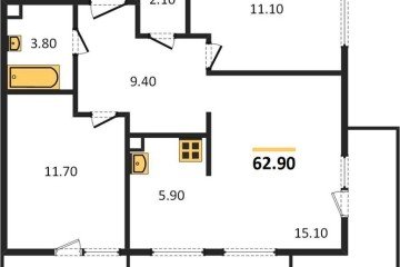 Фото №1: 2-комнатная квартира 64 м² - Краснодар, мкр. Прикубанский внутригородской округ, ул. Конгрессная, 41к1