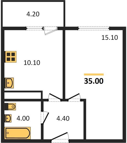 Фото №1: 1-комнатная квартира 36 м² - Краснодар, жилой комплекс Отражение, мкр. Прикубанский внутригородской округ, ул. Конгрессная, 41к1