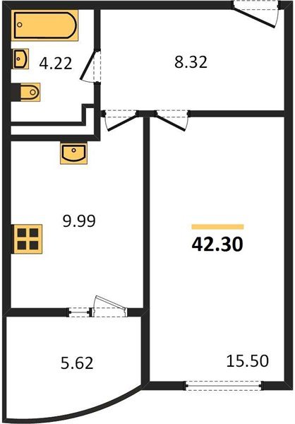 Фото №1: 1-комнатная квартира 42 м² - Краснодар, жилой комплекс Хорошая Погода, ул. Кирилла Россинского, 3/1к1