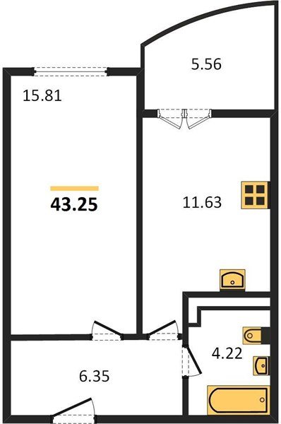 Фото №1: 1-комнатная квартира 43 м² - Краснодар, жилой комплекс Хорошая Погода, ул. Кирилла Россинского, 3/1к1