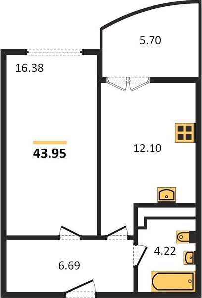 Фото №1: 1-комнатная квартира 43 м² - Краснодар, жилой комплекс Хорошая Погода, ул. Кирилла Россинского, 3/1к1