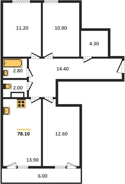 Фото №1: 3-комнатная квартира 78 м² - Краснодар, жилой комплекс Самолёт-4, мкр. Прикубанский внутригородской округ