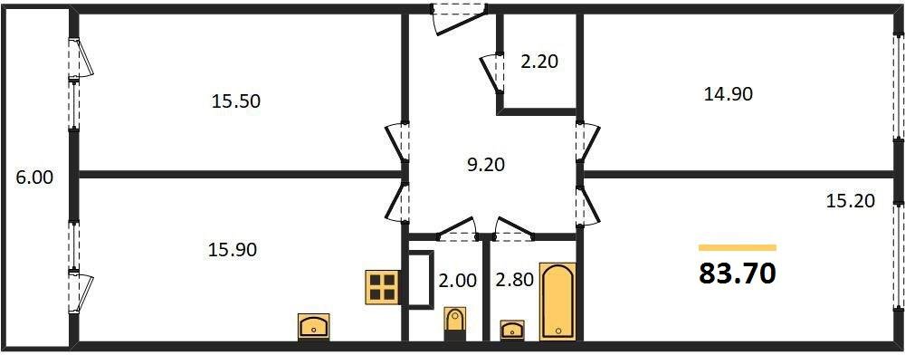 Фото №1: 3-комнатная квартира 83 м² - Краснодар, Прикубанский внутригородской округ, мкр. жилой комплекс Самолёт-4, ул. Константина Гондаря, 103