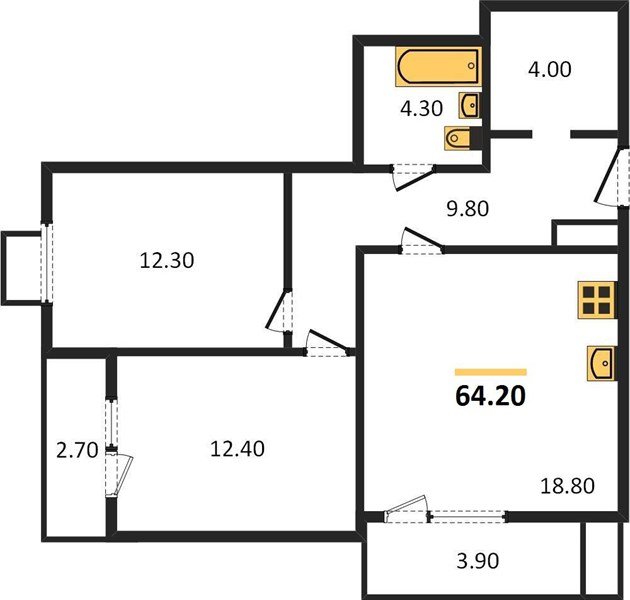 Фото №1: 2-комнатная квартира 64 м² - Краснодар, Прикубанский внутригородской округ, мкр. жилой комплекс Южане, ул. Даниила Смоляна, 71к2