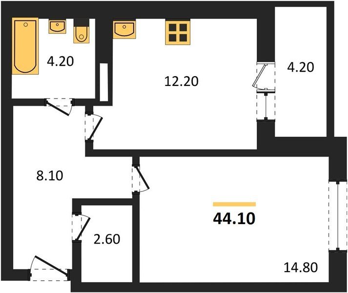Фото №1: 1-комнатная квартира 44 м² - Краснодар, Прикубанский внутригородской округ, мкр. жилой комплекс Нeo-квартал Красная Площадь, ул. им. Мурата Ахеджака, 12