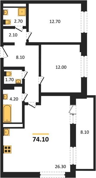 Фото №1: 2-комнатная квартира 74 м² - Краснодар, Прикубанский внутригородской округ, мкр. жилой комплекс Нeo-квартал Красная Площадь, ул. им. Мурата Ахеджака, 12