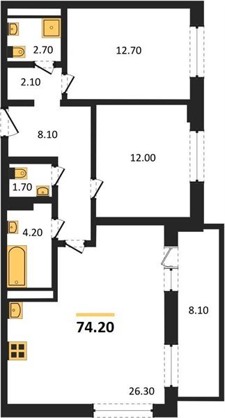 Фото №1: 2-комнатная квартира 74 м² - Краснодар, Прикубанский внутригородской округ, мкр. жилой комплекс Нeo-квартал Красная Площадь, ул. им. Мурата Ахеджака, 12