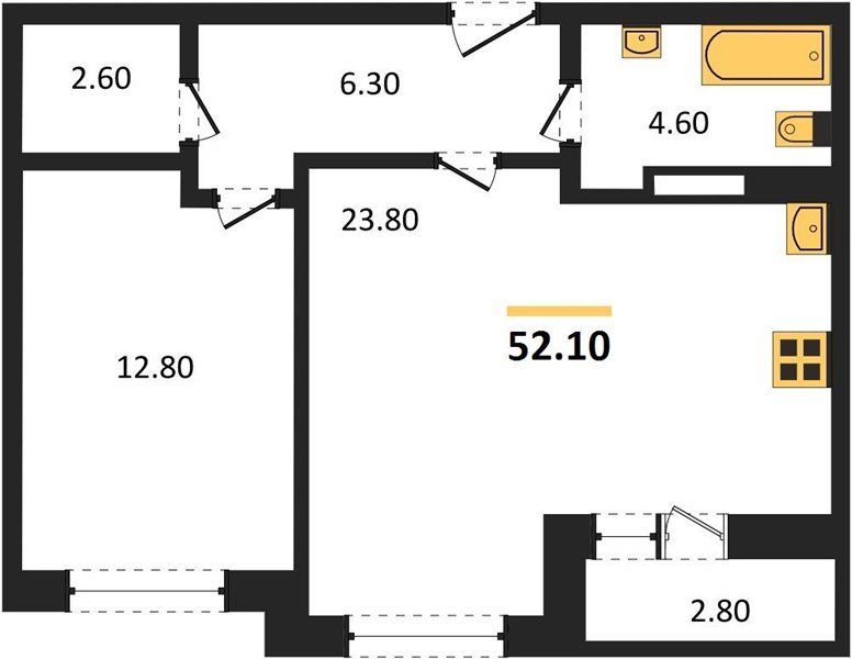 Фото №1: 1-комнатная квартира 52 м² - Краснодар, Прикубанский внутригородской округ, мкр. жилой комплекс Нeo-квартал Красная Площадь, ул. им. Мурата Ахеджака, 12