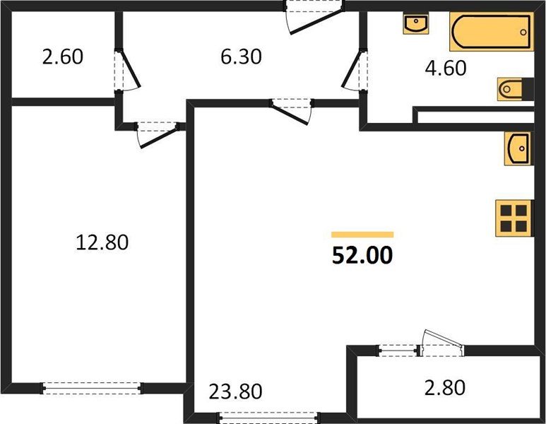 Фото №1: 1-комнатная квартира 52 м² - Краснодар, жилой комплекс Нeo-квартал Красная Площадь, мкр. Прикубанский внутригородской округ, ул. им. Мурата Ахеджака, 12к1