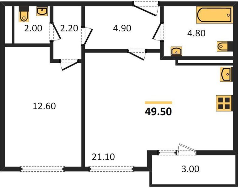 Фото №1: 1-комнатная квартира 49 м² - Краснодар, жилой комплекс Нeo-квартал Красная Площадь, мкр. Прикубанский внутригородской округ, ул. им. Мурата Ахеджака, 12к1