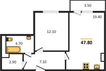 Фото №1: 1-комнатная квартира 47 м² - Краснодар, мкр. Прикубанский внутригородской округ, ул. им. Мурата Ахеджака, 12к1