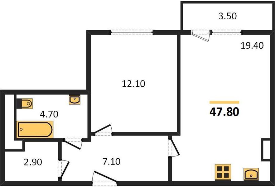 Фото №1: 1-комнатная квартира 47 м² - Краснодар, жилой комплекс Нeo-квартал Красная Площадь, ул. им. Мурата Ахеджака, 12к1