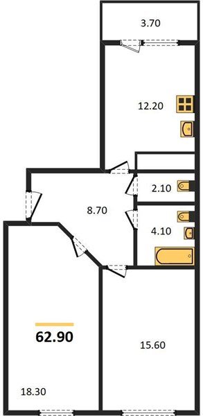 Фото №1: 2-комнатная квартира 62 м² - Краснодар, Центральный внутригородской округ, Табачная Фабрика, мкр. жилой комплекс Все Свои, ул. Колхозная, 5/2