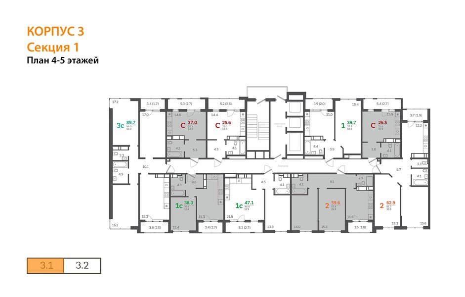 Фото №9: 2-комнатная квартира 59 м² - Краснодар, Центральный внутригородской округ, Табачная Фабрика, мкр. жилой комплекс Все Свои, ул. Колхозная, 5/2