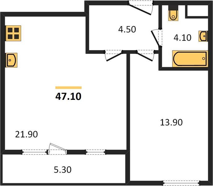 Фото №1: 1-комнатная квартира 46 м² - Краснодар, Центральный внутригородской округ, Табачная Фабрика, мкр. жилой комплекс Все Свои, ул. Колхозная, 5/2