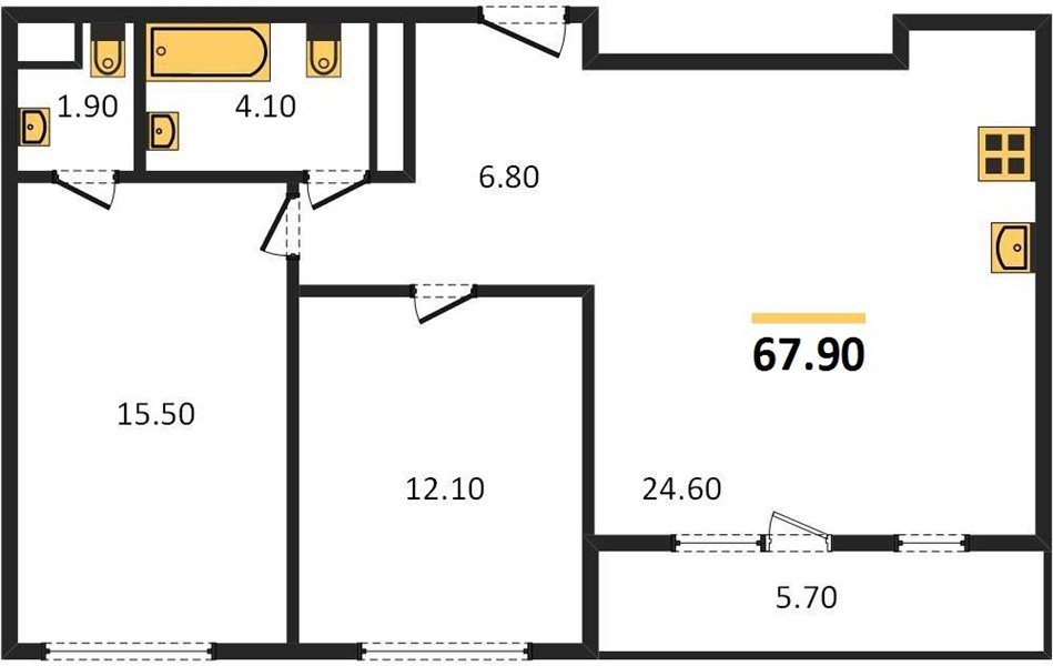 Фото №1: 2-комнатная квартира 66 м² - Краснодар, Центральный внутригородской округ, Табачная Фабрика, мкр. жилой комплекс Все Свои, ул. Колхозная, 5/2