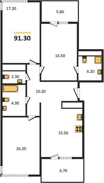 Фото №1: 3-комнатная квартира 90 м² - Краснодар, Центральный внутригородской округ, Табачная Фабрика, мкр. жилой комплекс Все Свои, ул. Колхозная, 5/2