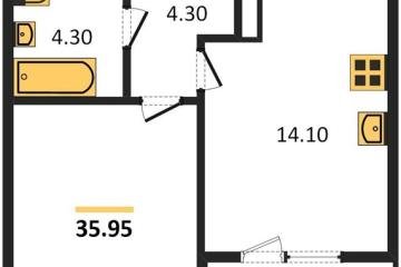 Фото №1: 1-комнатная квартира 35 м² - Краснодар, мкр. жилой комплекс Все Свои, ул. Колхозная, 5/2