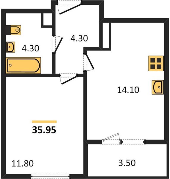 Фото №1: 1-комнатная квартира 35 м² - Краснодар, Центральный внутригородской округ, Табачная Фабрика, мкр. жилой комплекс Все Свои, ул. Колхозная, 5/2