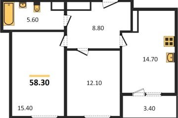 Фото №1: 2-комнатная квартира 58 м² - Краснодар, мкр. жилой комплекс Все Свои, ул. Колхозная, 5/2