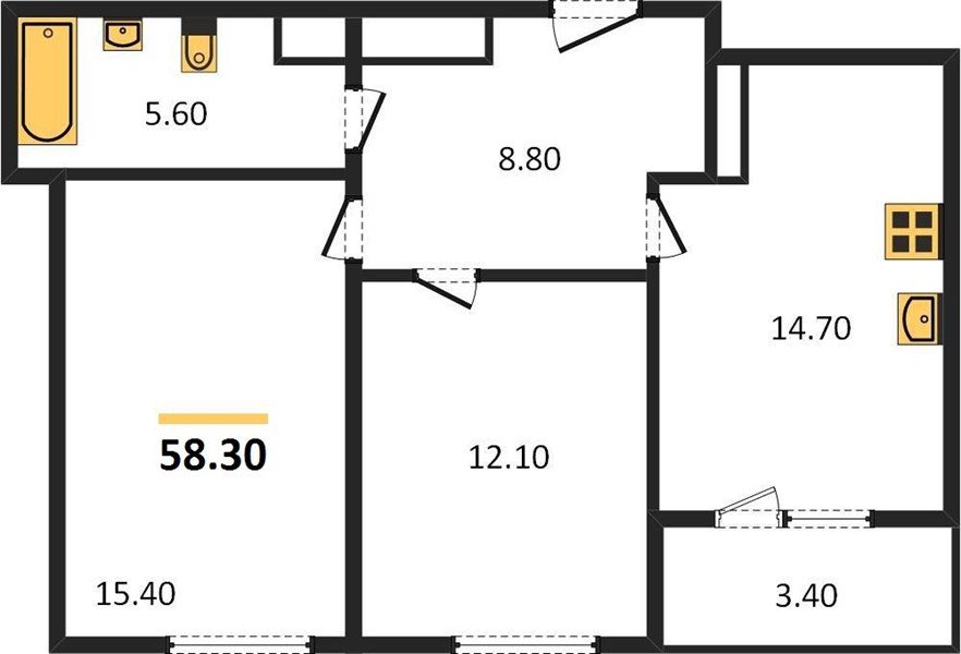 Фото №1: 2-комнатная квартира 58 м² - Краснодар, Центральный внутригородской округ, Табачная Фабрика, мкр. жилой комплекс Все Свои, ул. Колхозная, 5/2