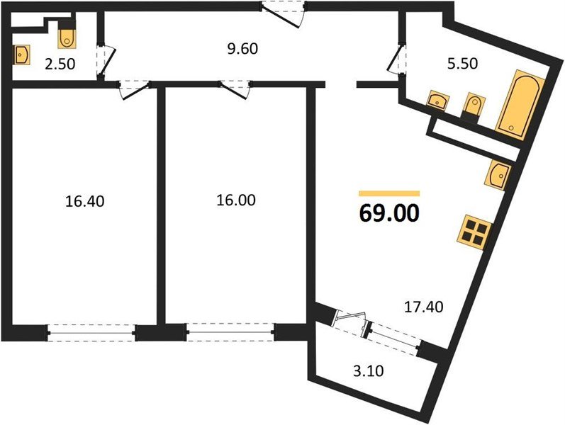 Фото №1: 2-комнатная квартира 68 м² - Краснодар, Центральный внутригородской округ, Табачная Фабрика, мкр. жилой комплекс Все Свои, ул. Колхозная, 5/2к1