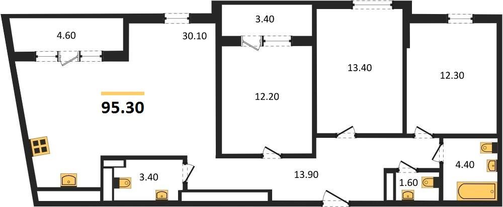 Фото №1: 3-комнатная квартира 94 м² - Краснодар, Центральный внутригородской округ, Табачная Фабрика, мкр. жилой комплекс Все Свои, ул. Колхозная, 5/2к1