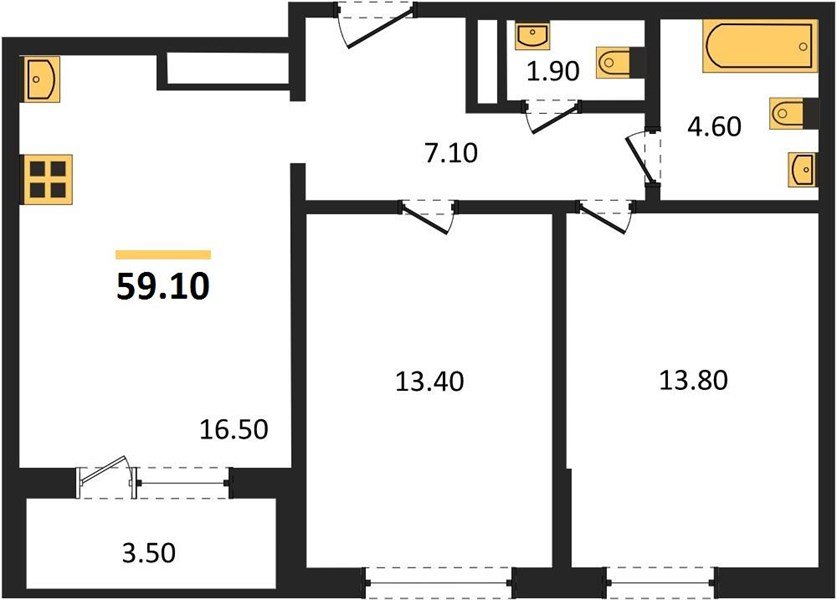 Фото №1: 2-комнатная квартира 58 м² - Краснодар, Центральный внутригородской округ, Табачная Фабрика, мкр. жилой комплекс Все Свои, ул. Колхозная, 5/2к1