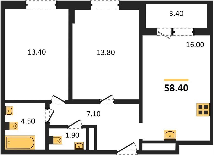 Фото №1: 2-комнатная квартира 58 м² - Краснодар, Центральный внутригородской округ, Табачная Фабрика, мкр. жилой комплекс Все Свои, ул. Колхозная, 5/2к1