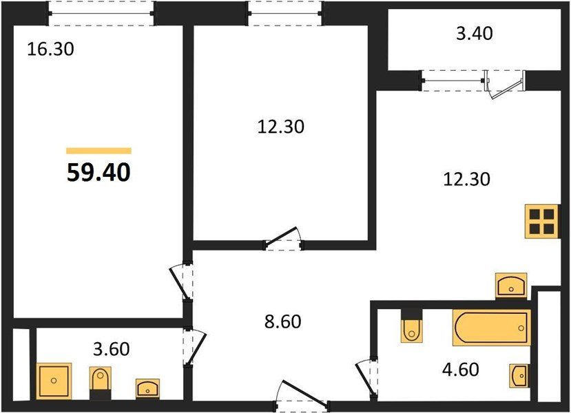 Фото №1: 2-комнатная квартира 59 м² - Краснодар, Центральный внутригородской округ, Табачная Фабрика, мкр. жилой комплекс Все Свои, ул. Колхозная, 5/2к1