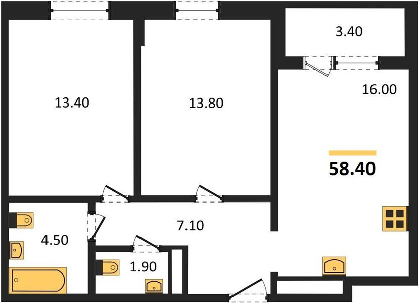 Фото №1: 2-комнатная квартира 58 м² - Краснодар, Центральный внутригородской округ, Табачная Фабрика, мкр. жилой комплекс Все Свои, ул. Колхозная, 5/2к1