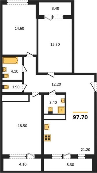 Фото №1: 3-комнатная квартира 96 м² - Краснодар, Центральный внутригородской округ, Табачная Фабрика, мкр. жилой комплекс Все Свои, ул. Колхозная, 5/2к1