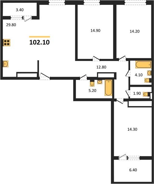 Фото №1: 3-комнатная квартира 101 м² - Краснодар, Центральный внутригородской округ, Табачная Фабрика, мкр. жилой комплекс Все Свои, ул. Колхозная, 5/2к1
