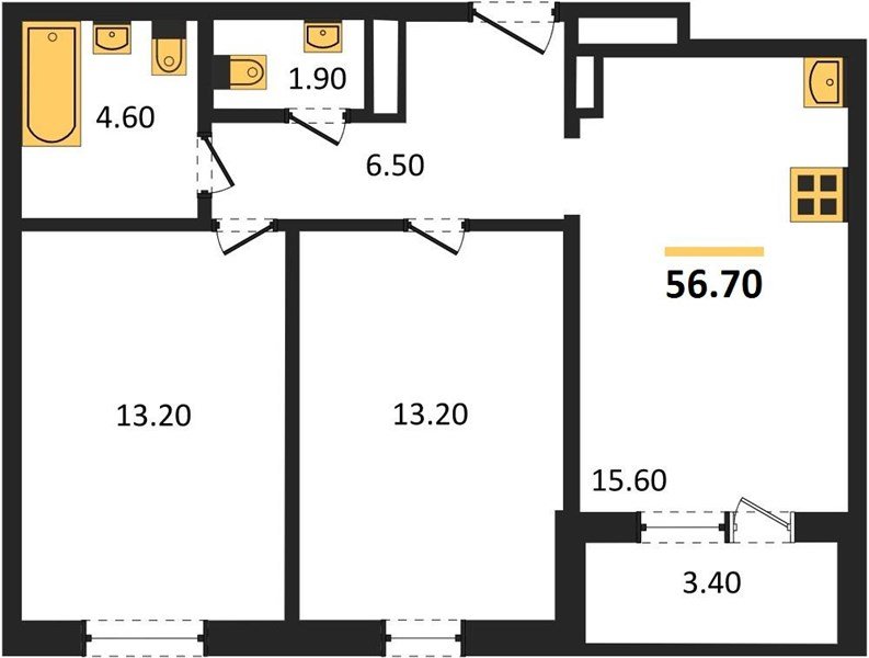 Фото №1: 2-комнатная квартира 56 м² - Краснодар, Центральный внутригородской округ, Табачная Фабрика, мкр. жилой комплекс Все Свои, ул. Колхозная, 5/2к1