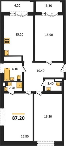 Фото №1: 3-комнатная квартира 87 м² - Краснодар, Центральный внутригородской округ, Табачная Фабрика, мкр. жилой комплекс Все Свои, ул. Колхозная, 5/2к1