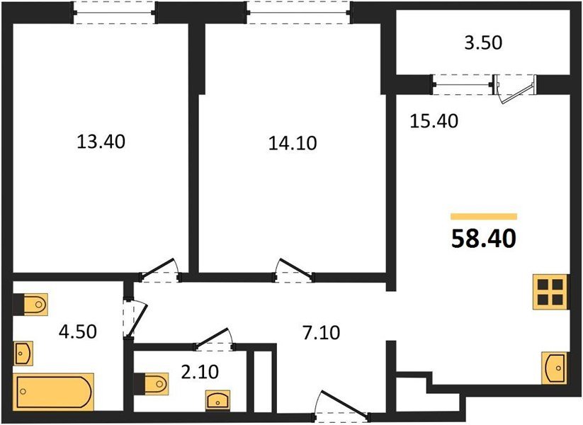 Фото №1: 2-комнатная квартира 58 м² - Краснодар, Центральный внутригородской округ, Табачная Фабрика, мкр. жилой комплекс Все Свои, ул. Колхозная, 5/2к1