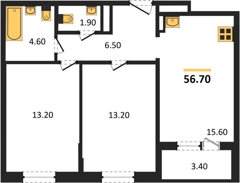 Фото №1: 2-комнатная квартира 55 м² - Краснодар, Центральный внутригородской округ, Табачная Фабрика, мкр. жилой комплекс Все Свои, ул. Колхозная, 5/2к1