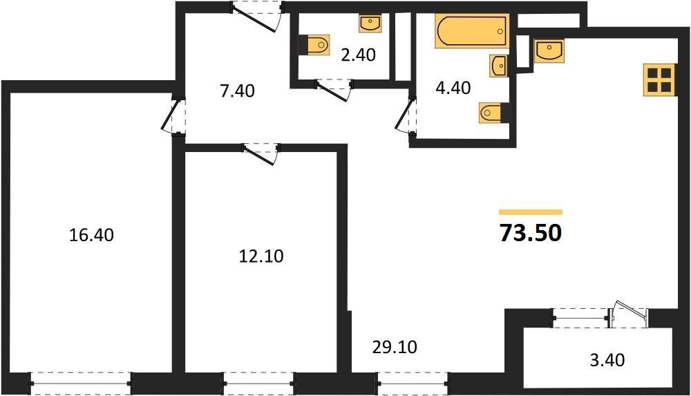 Фото №1: 2-комнатная квартира 72 м² - Краснодар, Центральный внутригородской округ, Табачная Фабрика, мкр. жилой комплекс Все Свои, ул. Колхозная, 5/2к1