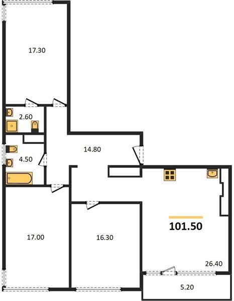 Фото №1: 3-комнатная квартира 101 м² - Краснодар, ЖК Все Свои Вип, Центральный внутригородской округ, Табачная Фабрика, мкр. жилой комплекс Все Свои, ул. Колхозная, 5/2
