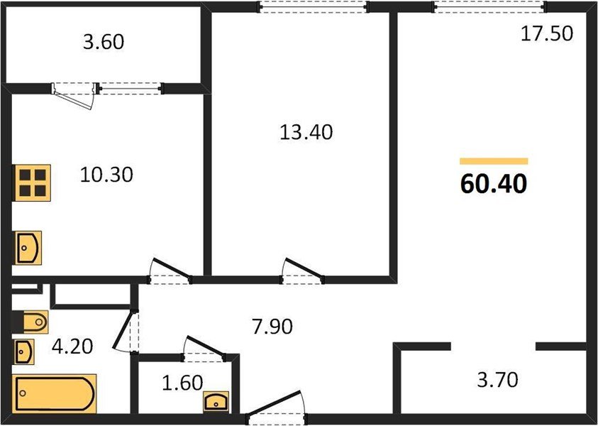Фото №1: 2-комнатная квартира 60 м² - Краснодар, ЖК Все Свои Вип, Центральный внутригородской округ, Табачная Фабрика, мкр. жилой комплекс Все Свои, ул. Колхозная, 5/2