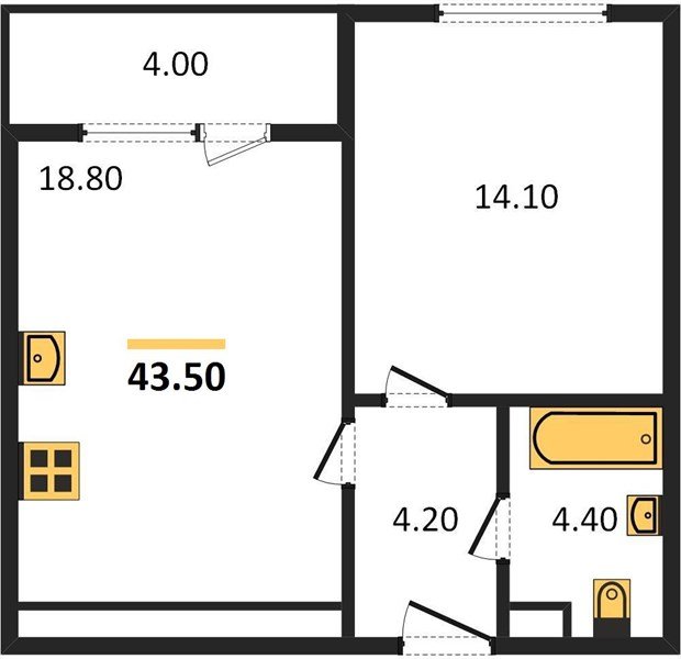 Фото №1: 1-комнатная квартира 43 м² - Краснодар, ЖК Все Свои Вип, Центральный внутригородской округ, Табачная Фабрика, мкр. жилой комплекс Все Свои, ул. Колхозная, 5/2